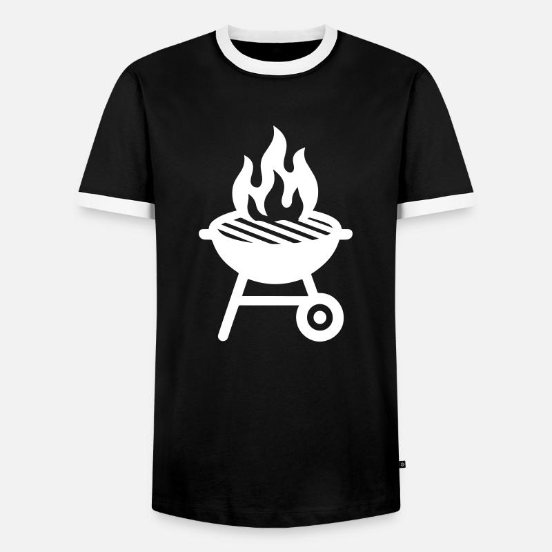Grill Symbol - Männer Kontrast-T-Shirt - Schwarz/Weiß