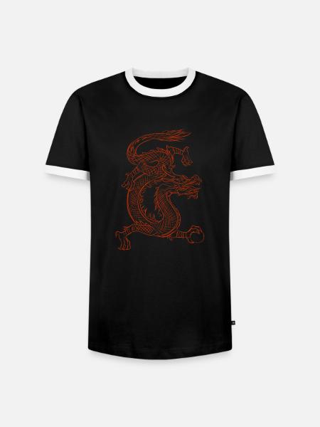 Red Japanese Fire Dragon - Gift - Men's Ringer Shirt - black/white