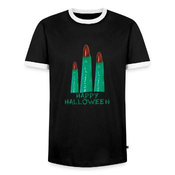halloween,finger,happy halloween,grüne finger, - Männer Kontrast-T-Shirt - Schwarz/Weiß - Vorne - AI Model Female 172 light (172cm) & AI Model Male 178 light (178cm)