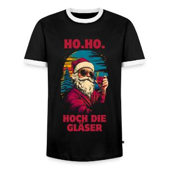 Weihnachtsmann Wein lustiger Spruch - Männer Kontrast-T-Shirt - Schwarz/Weiß - Vorne - AI Model Female 172 light (172cm) & AI Model Male 178 light (178cm)