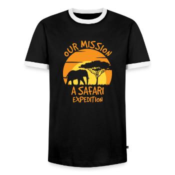Notre mission Une expédition safari - T-shirt contrasté Homme - noir/blanc - Devant - AI Model Female 172 light (172cm) & AI Model Male 178 light (178cm)