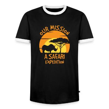 Notre mission Une expédition safari - T-shirt contrasté Homme - noir/blanc - Devant - AI Model Female 172 light (172cm) & AI Model Male 178 light (178cm)