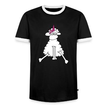 Einhorn locke - Männer Kontrast-T-Shirt - Schwarz/Weiß - Vorne - AI Model Female 172 light (172cm) & AI Model Male 178 light (178cm)