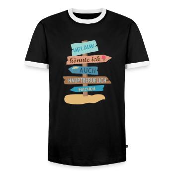 Urlaub - Männer Kontrast-T-Shirt - Schwarz/Weiß - Vorne - AI Model Female 172 light (172cm) & AI Model Male 178 light (178cm)
