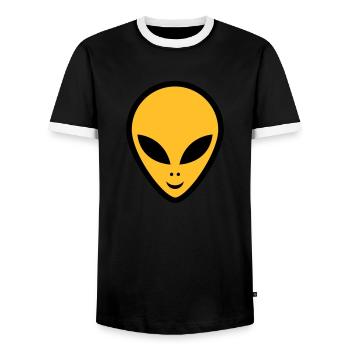 alien - Men's Ringer Shirt - black/white - Front - AI Model Female 172 light (172cm) & AI Model Male 178 light (178cm)