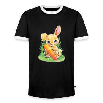 Hase mit Karotte - Männer Kontrast-T-Shirt - Schwarz/Weiß - Vorne - AI Model Female 172 light (172cm) & AI Model Male 178 light (178cm)