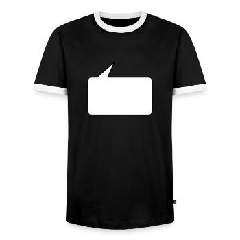 Sprechblase eckig klein 2c - T-shirt contrasté Homme - noir/blanc - Devant - AI Model Female 172 light (172cm) & AI Model Male 178 light (178cm)