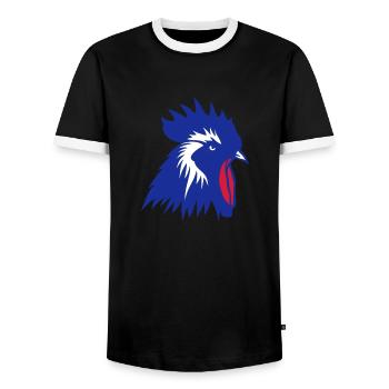 coq symbol france embleme logo crete2 - T-shirt contrasté Homme - noir/blanc - Devant - AI Model Female 172 light (172cm) & AI Model Male 178 light (178cm)