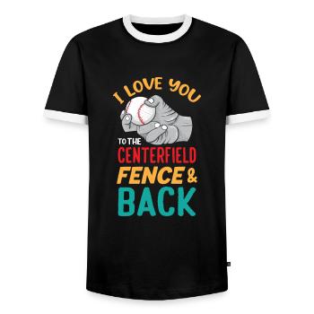 I Love You To The Centerfield Fence & Back - Men's Ringer Shirt - black/white - Front - AI Model Female 172 light (172cm) & AI Model Male 178 light (178cm)
