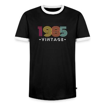 1985 VINTAGE - T-shirt contrasté Homme - noir/blanc - Devant - AI Model Female 172 light (172cm) & AI Model Male 178 light (178cm)
