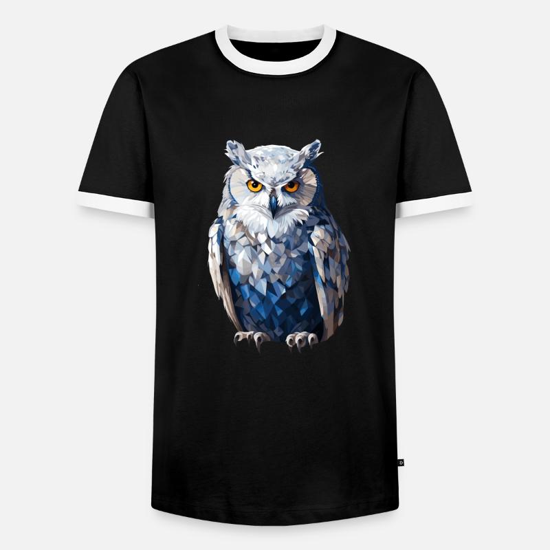 Schnee - Eule im Polygon Stil - Männer Kontrast-T-Shirt - Schwarz/Weiß
