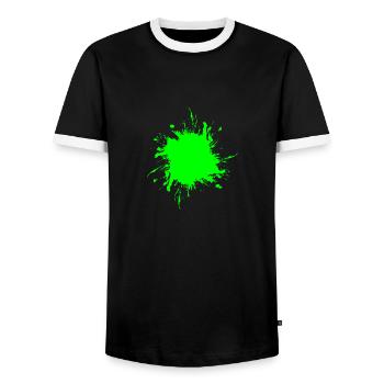 Peinture tache éclaboussée de terre sale verte - T-shirt contrasté Homme - noir/blanc - Devant - AI Model Female 172 light (172cm) & AI Model Male 178 light (178cm)