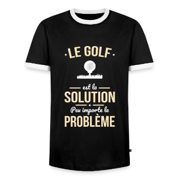 Le golf est la solution peu importe le problème - T-shirt contrasté Homme - noir/blanc - Devant - AI Model Female 172 light (172cm) & AI Model Male 178 light (178cm)