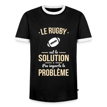 Le rugby est la solution peu importe le problème - T-shirt contrasté Homme - noir/blanc - Devant - AI Model Female 172 light (172cm) & AI Model Male 178 light (178cm)