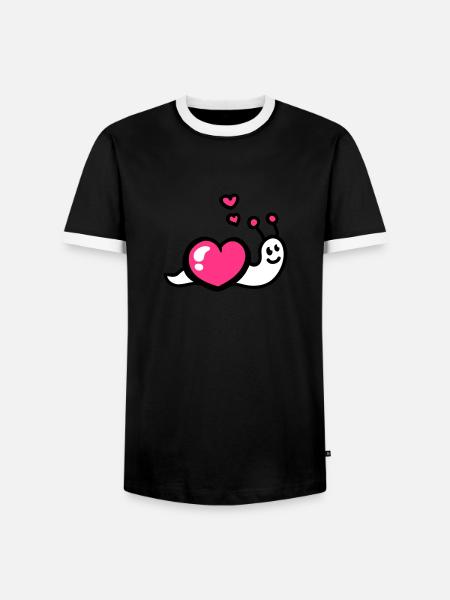 Herz Schnecke 3 - Männer Kontrast-T-Shirt - Schwarz/Weiß
