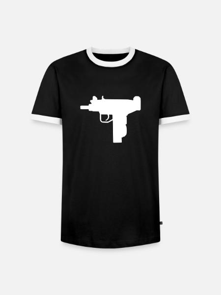 Waffe - Uzi - Männer Kontrast-T-Shirt - Schwarz/Weiß