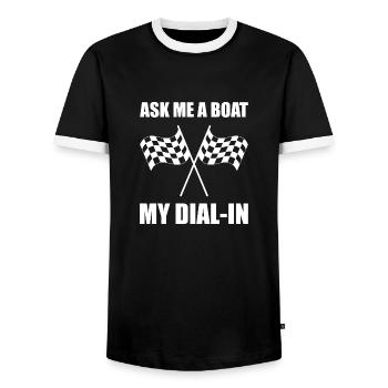 Bateau de course à moteur Bateau de sport Bateau Cadeau - T-shirt contrasté Homme - noir/blanc - Devant - AI Model Female 172 light (172cm) & AI Model Male 178 light (178cm)