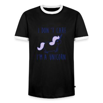 i dont care im a unicorn - Men's Ringer Shirt - black/white - Front - AI Model Female 172 light (172cm) & AI Model Male 178 light (178cm)