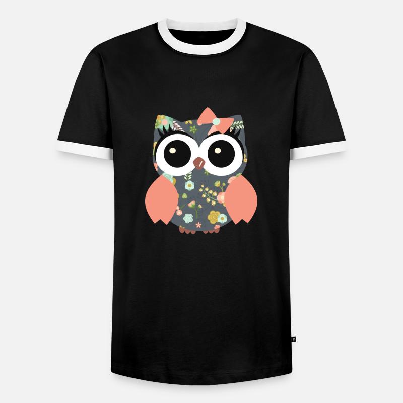 Eule Mona - Männer Kontrast-T-Shirt - Schwarz/Weiß