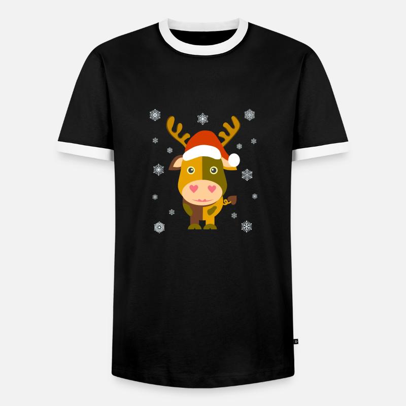 Weihnachtskuh / Santa Cow /Illustration Comicstyle - Männer Kontrast-T-Shirt - Schwarz/Weiß