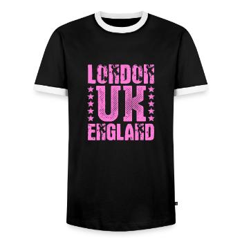 London - Männer Kontrast-T-Shirt - Schwarz/Weiß - Vorne - AI Model Female 172 light (172cm) & AI Model Male 178 light (178cm)