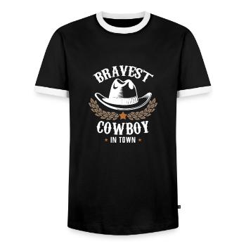 Cowboy Cowboys Rodeo Cowboys Gift Idées amusantes C - T-shirt contrasté Homme - noir/blanc - Devant - AI Model Female 172 light (172cm) & AI Model Male 178 light (178cm)