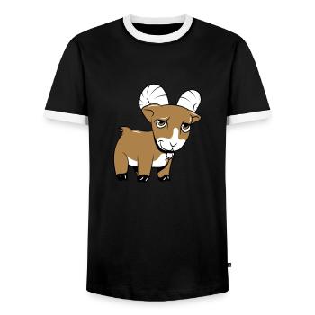 Ziege freundlich lieb - Männer Kontrast-T-Shirt - Schwarz/Weiß - Vorne - AI Model Female 172 light (172cm) & AI Model Male 178 light (178cm)