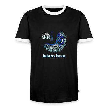 ISLAM LOVE - Men's Ringer Shirt - black/white - Front - AI Model Female 172 light (172cm) & AI Model Male 178 light (178cm)