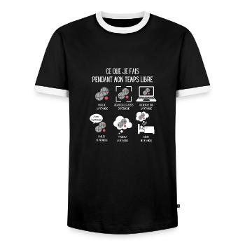 Pétanque boule passion humour - T-shirt contrasté Homme - noir/blanc - Devant - AI Model Female 172 light (172cm) & AI Model Male 178 light (178cm)