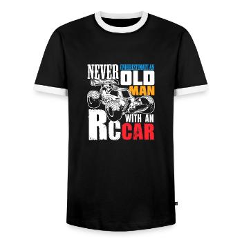RC Car Racing Gift for an RC Car Racer - Men's Ringer Shirt - black/white - Front - AI Model Female 172 light (172cm) & AI Model Male 178 light (178cm)