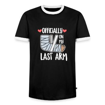 Arm fracture saying for someone with a broken - Men's Ringer Shirt - black/white - Front - AI Model Female 172 light (172cm) & AI Model Male 178 light (178cm)