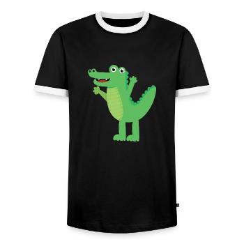 Crocodile - T-shirt contrasté Homme - noir/blanc - Devant - AI Model Female 172 light (172cm) & AI Model Male 178 light (178cm)