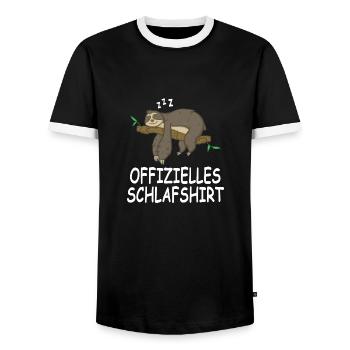 Faultier Schlafshirt Schlafanzug Nachthemd Pyjama - Männer Kontrast-T-Shirt - Schwarz/Weiß - Vorne - AI Model Female 172 light (172cm) & AI Model Male 178 light (178cm)