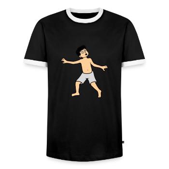 Junge hat angst - Männer Kontrast-T-Shirt - Schwarz/Weiß - Vorne - AI Model Female 172 light (172cm) & AI Model Male 178 light (178cm)