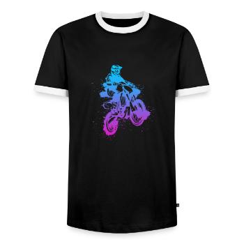 Dirt Bike - Silhouette Motocross Enduro Gift - Männer Kontrast-T-Shirt - Schwarz/Weiß - Vorne - AI Model Female 172 light (172cm) & AI Model Male 178 light (178cm)
