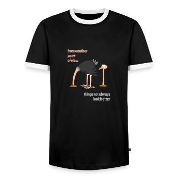 Vogel Strauss Taktik - From Another Point Of View - Männer Kontrast-T-Shirt - Schwarz/Weiß - Vorne - AI Model Female 172 light (172cm) & AI Model Male 178 light (178cm)
