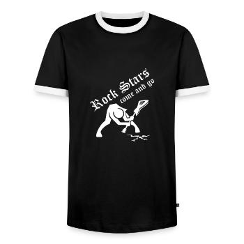 Rock stars come and go - Men's Ringer Shirt - black/white - Front - AI Model Female 172 light (172cm) & AI Model Male 178 light (178cm)