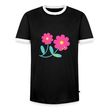 Fleur - T-shirt contrasté Homme - noir/blanc - Devant - AI Model Female 172 light (172cm) & AI Model Male 178 light (178cm)