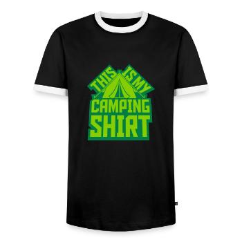 Camping Shirt Tente Extérieure - T-shirt contrasté Homme - noir/blanc - Devant - AI Model Female 172 light (172cm) & AI Model Male 178 light (178cm)