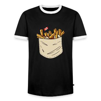 Kanadische Poutine Pommes Frites Mittagessen - Männer Kontrast-T-Shirt - Schwarz/Weiß - Vorne - AI Model Female 172 light (172cm) & AI Model Male 178 light (178cm)