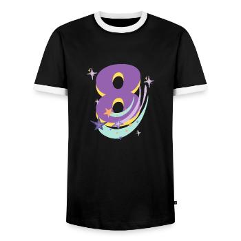 8th Birthday (8-year gift) - Men's Ringer Shirt - black/white - Front - AI Model Female 172 light (172cm) & AI Model Male 178 light (178cm)