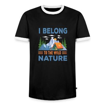 Camping Camping Tent Caravan glampin - Men's Ringer Shirt - black/white - Front - AI Model Female 172 light (172cm) & AI Model Male 178 light (178cm)