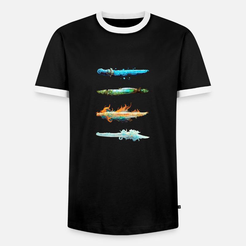 Vier Elemente Schwerter - Männer Kontrast-T-Shirt - Schwarz/Weiß