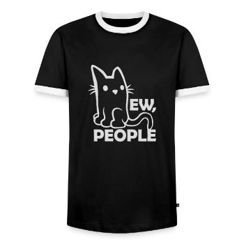 Saying ew people cat - Men's Ringer Shirt - black/white - Front - AI Model Female 172 light (172cm) & AI Model Male 178 light (178cm)