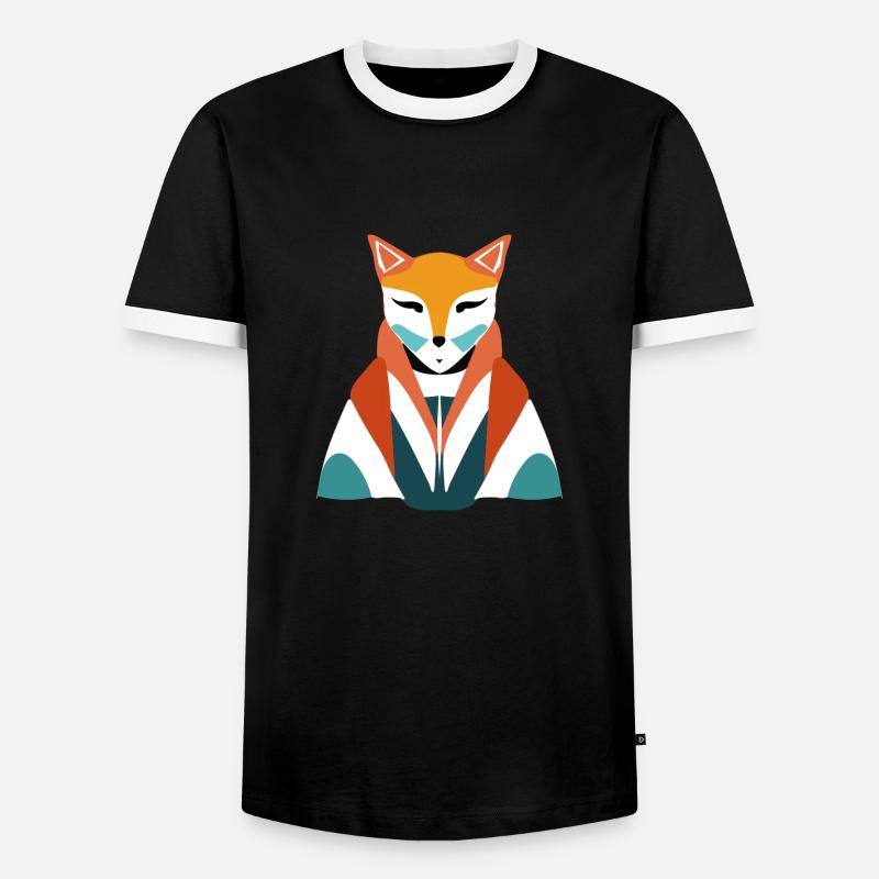 Fuchs - Männer Kontrast-T-Shirt - Schwarz/Weiß