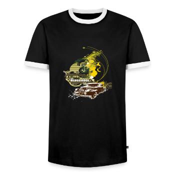 Old School - Men's Ringer Shirt - black/white - Front - AI Model Female 172 light (172cm) & AI Model Male 178 light (178cm)