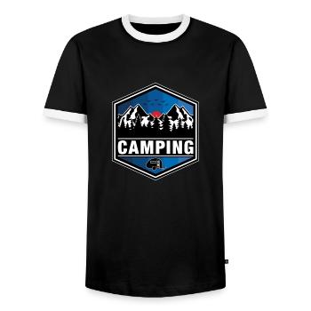 Camping - Men's Ringer Shirt - black/white - Front - AI Model Female 172 light (172cm) & AI Model Male 178 light (178cm)