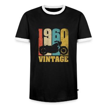 1960 Jahrgang Geburtstag Biker Motorrad Geschenk - Männer Kontrast-T-Shirt - Schwarz/Weiß - Vorne - AI Model Female 172 light (172cm) & AI Model Male 178 light (178cm)
