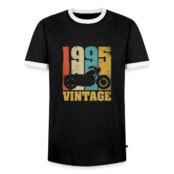 1995 Born birthday biker motorcycle gift - Men's Ringer Shirt - black/white - Front - AI Model Female 172 light (172cm) & AI Model Male 178 light (178cm)