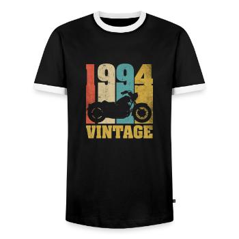 1994 Jahrgang Geburtstag Biker Motorrad Geschenk - Männer Kontrast-T-Shirt - Schwarz/Weiß - Vorne - AI Model Female 172 light (172cm) & AI Model Male 178 light (178cm)